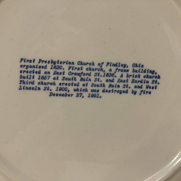 First Presbyterian Church Findlay Ohio Decorative Collectible Plate 10" Vintage - Picture 5 of 5